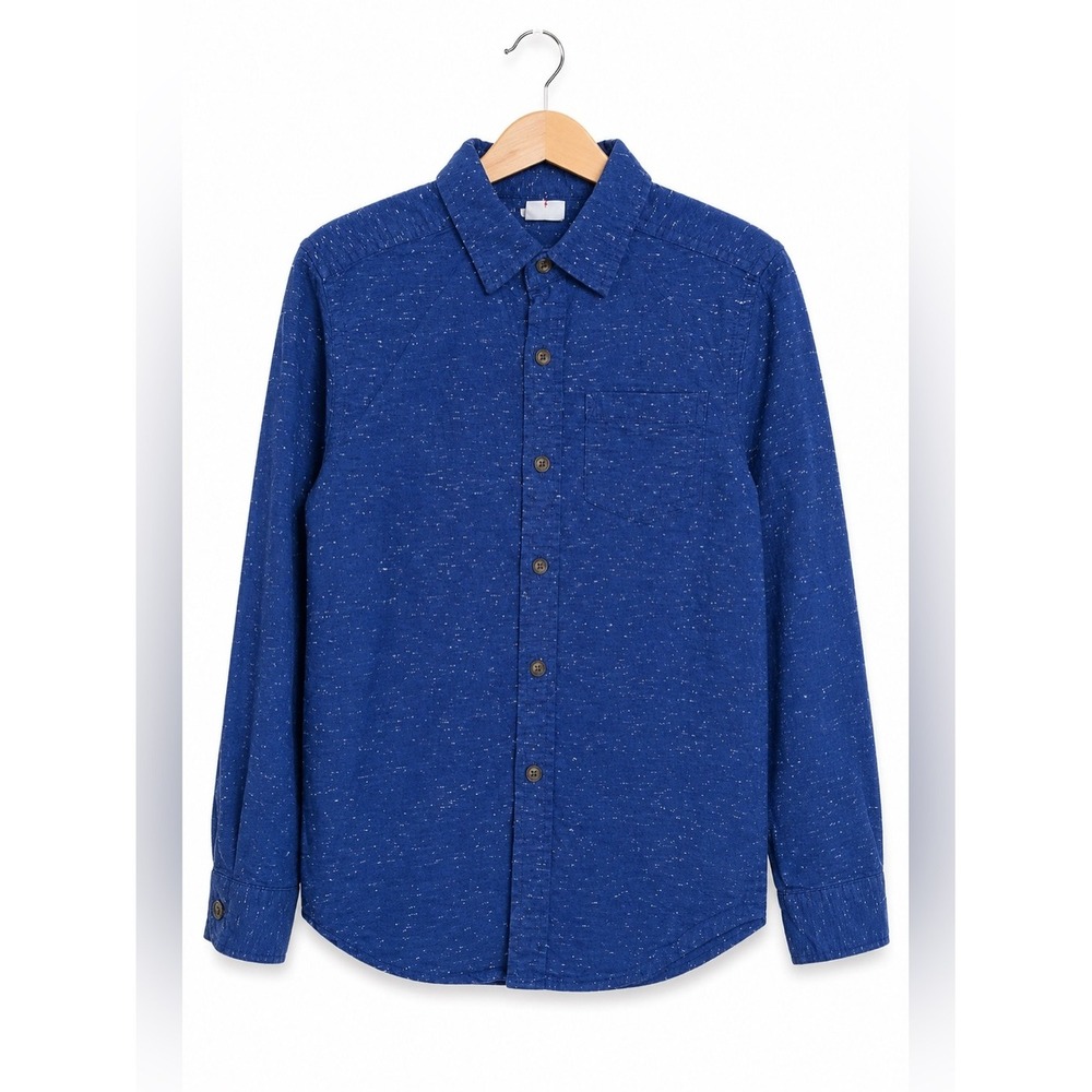 Gymboree Boys Shirt Size XS 4 Snowflake Fun Western Blue Nubby Fabric Button Up